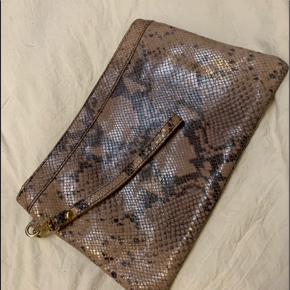 Pink Snake print clutch extra large